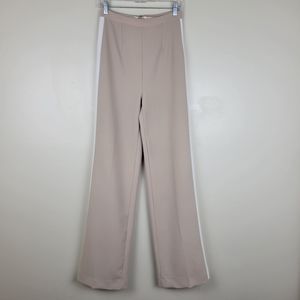 Jovani Beige Wide Leg Pants with White Side Stripe